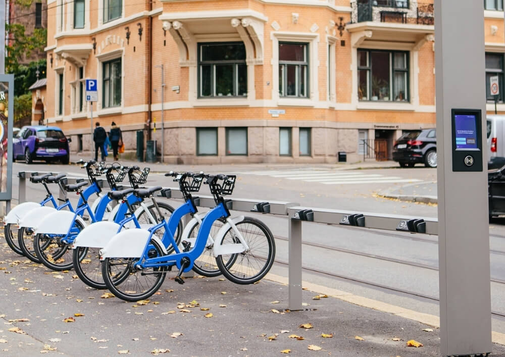 Oslo : vélos urbains bleus