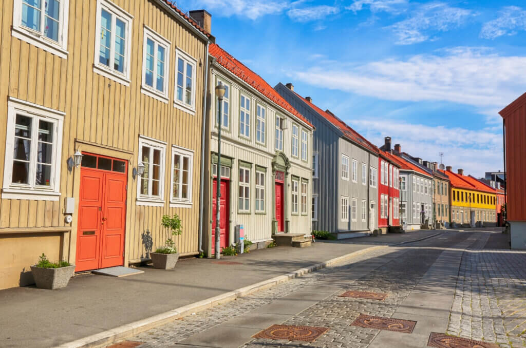 Trondheim : maisons en bois du centre historique
